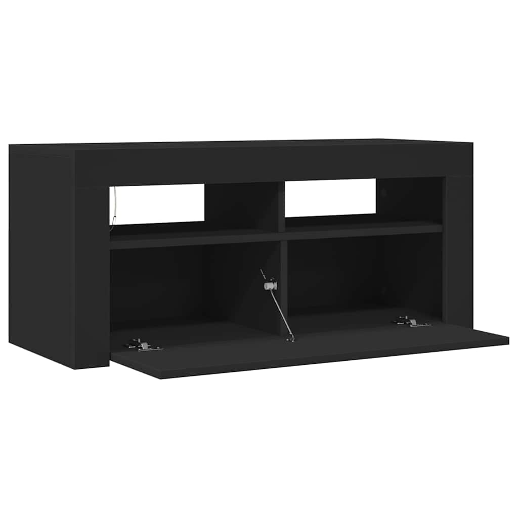TV Cabinet with LED Lights Black 90x35x40 cm