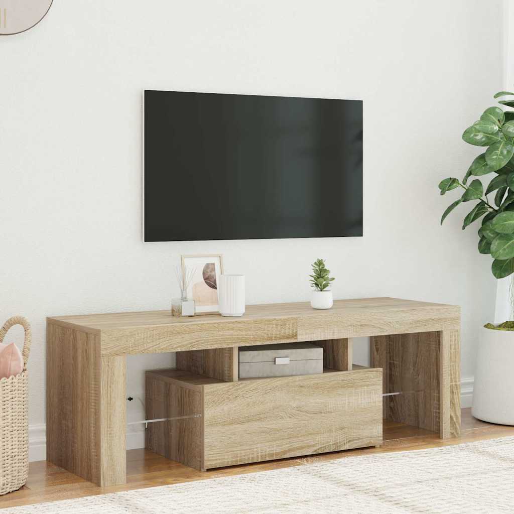 TV Cabinet with LED Lights Sonoma Oak 120x35x40 cm