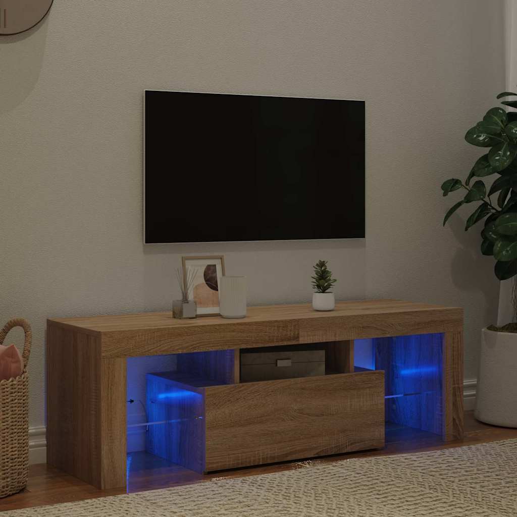 TV Cabinet with LED Lights Sonoma Oak 120x35x40 cm