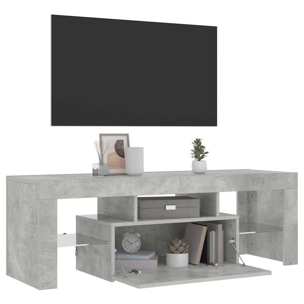 TV Cabinet with LED Lights Concrete Grey 120x35x40 cm