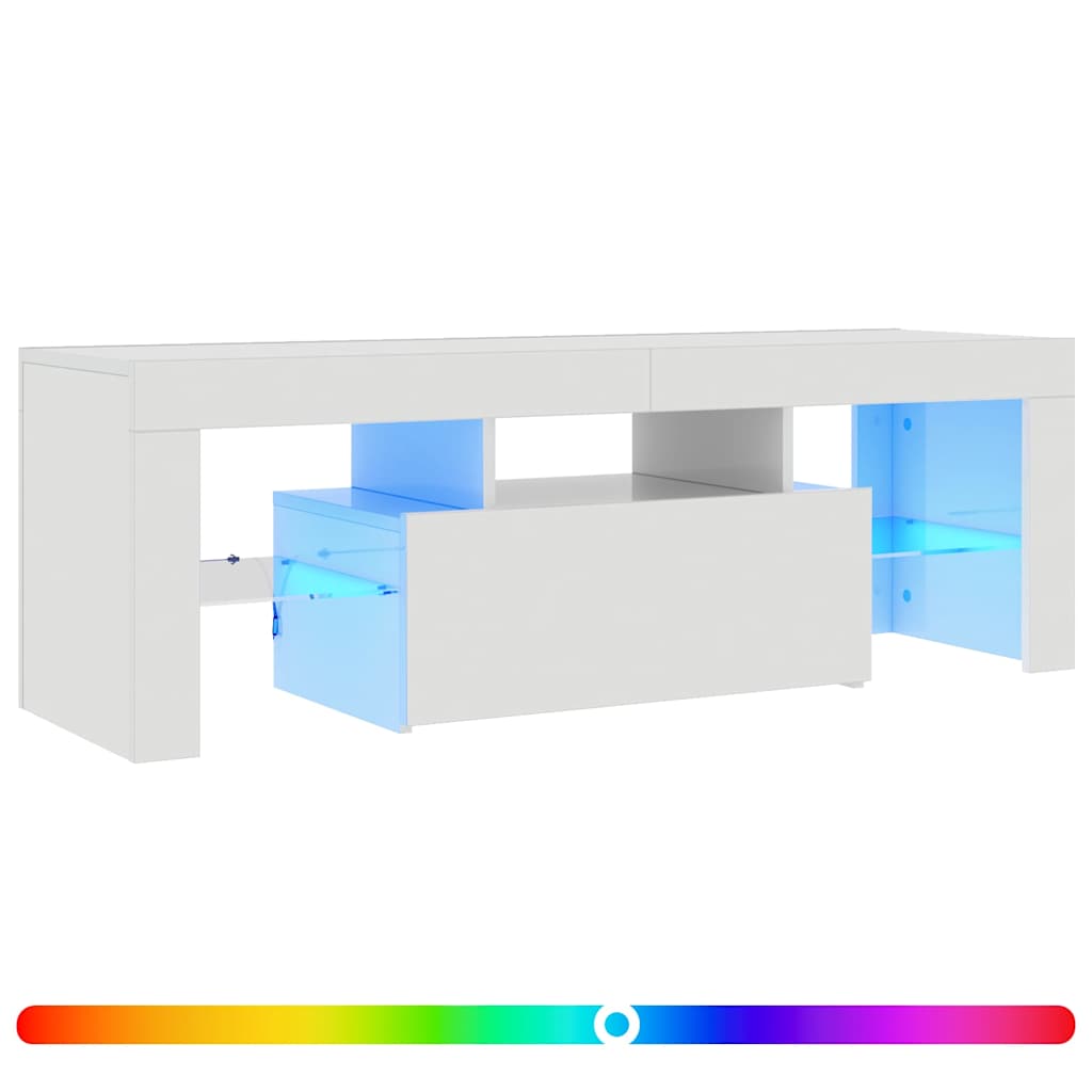 TV Cabinet with LED Lights High Gloss White 120x35x40 cm