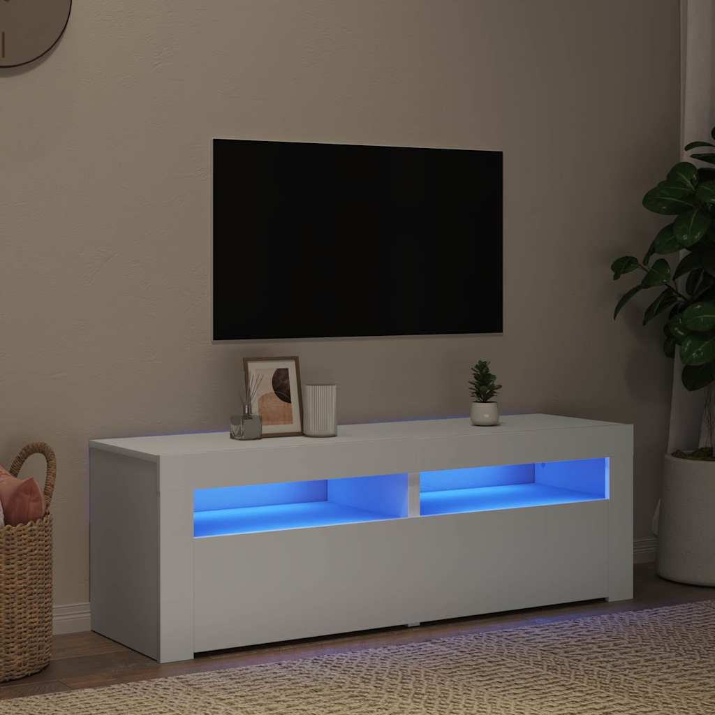 TV Cabinet with LED Lights White 120x35x40 cm