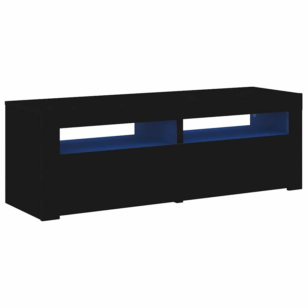 TV Cabinet with LED Lights Black 120x35x40 cm