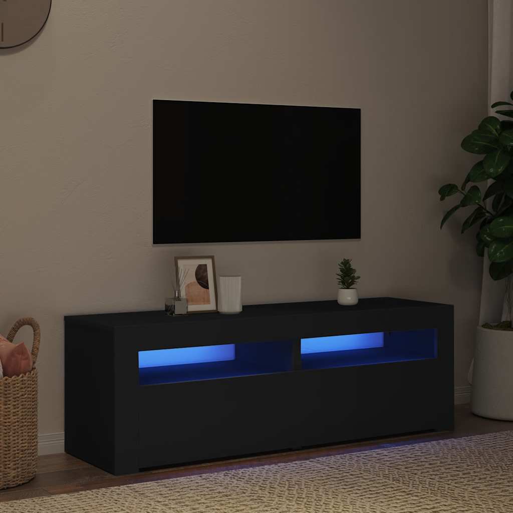 TV Cabinet with LED Lights Black 120x35x40 cm