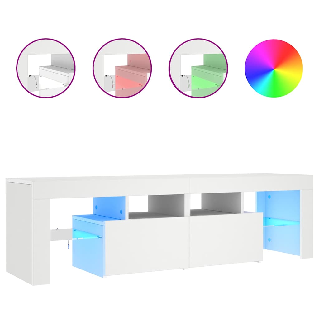 TV Cabinet with LED Lights White 140x36.5x40 cm