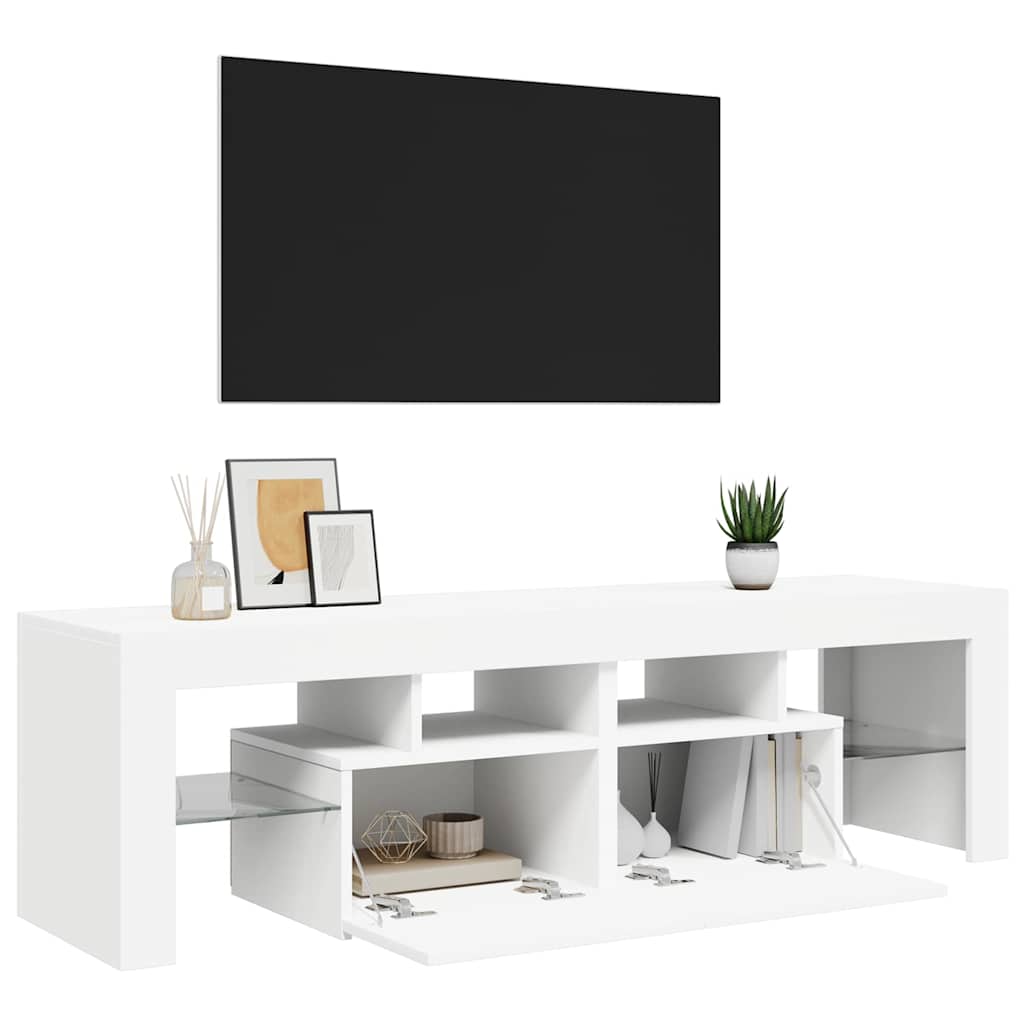 TV Cabinet with LED Lights White 140x36.5x40 cm