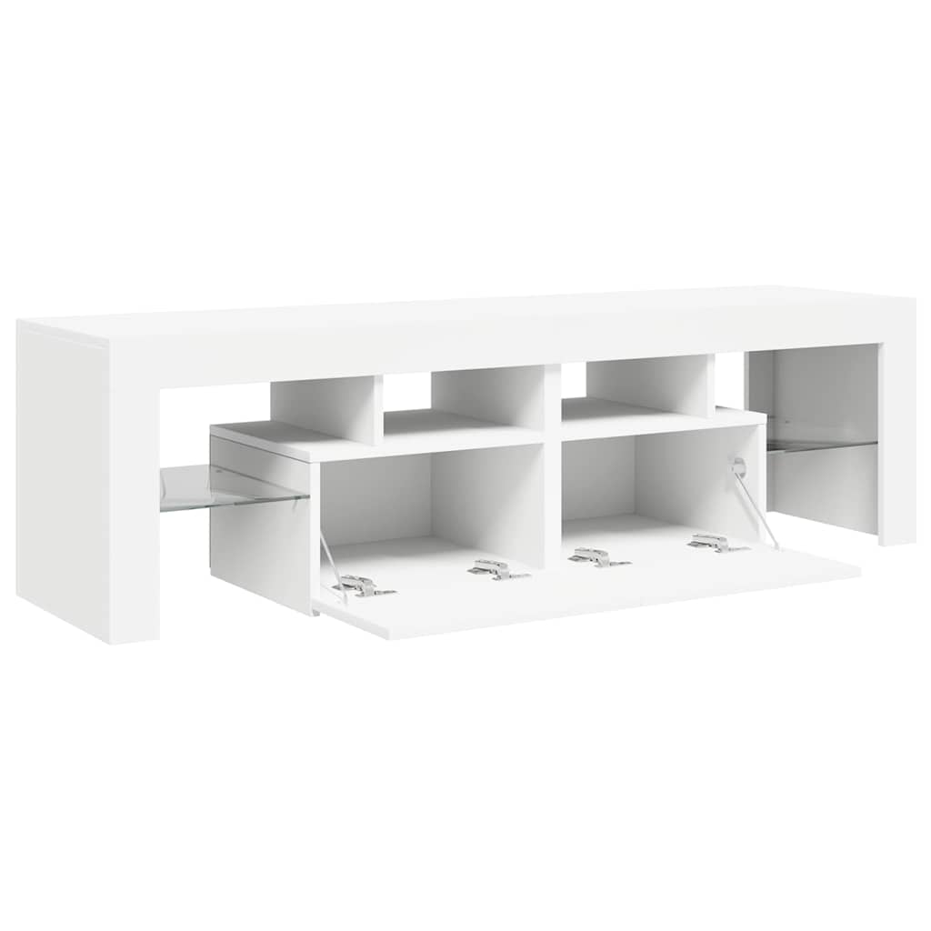 TV Cabinet with LED Lights White 140x36.5x40 cm
