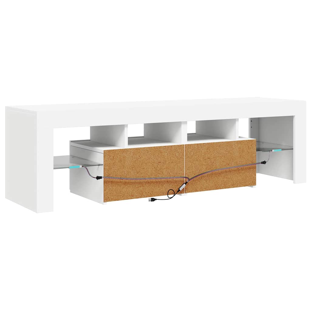 TV Cabinet with LED Lights White 140x36.5x40 cm