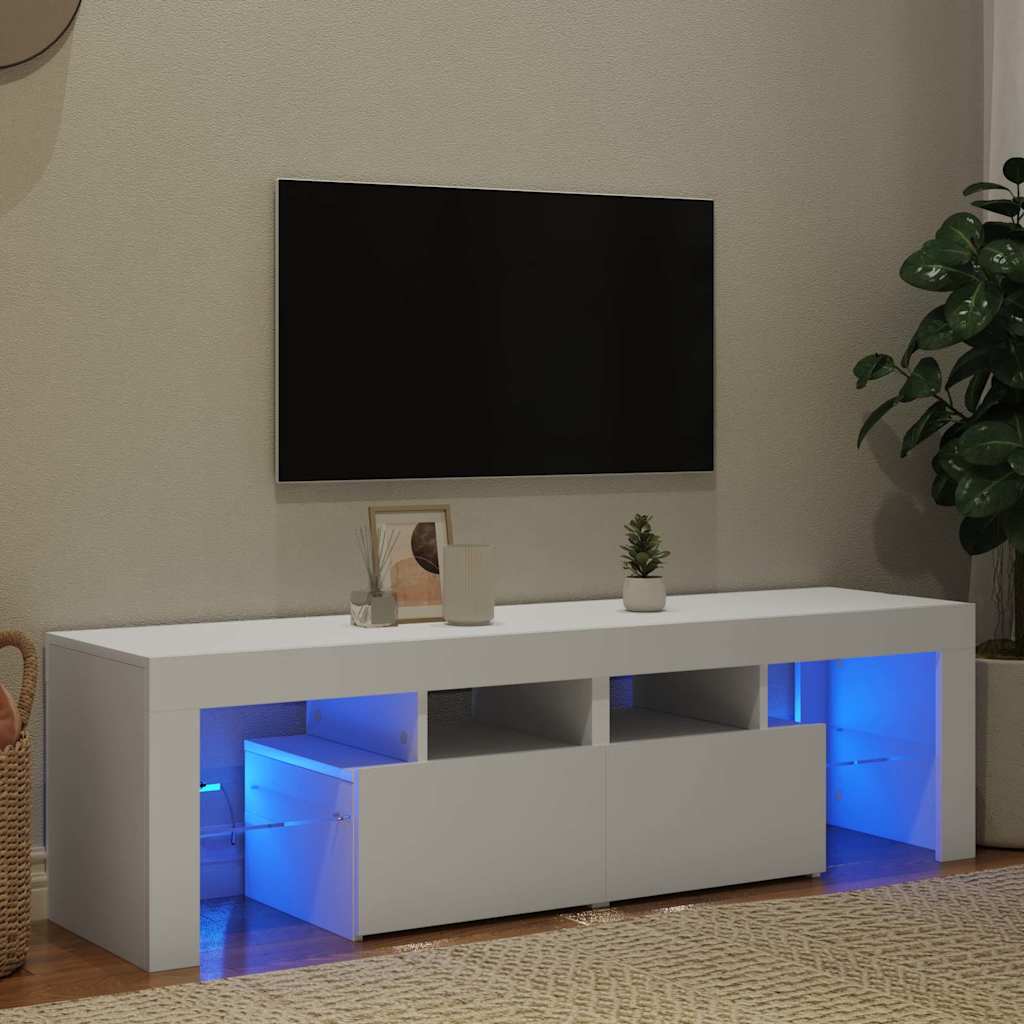 TV Cabinet with LED Lights White 140x36.5x40 cm