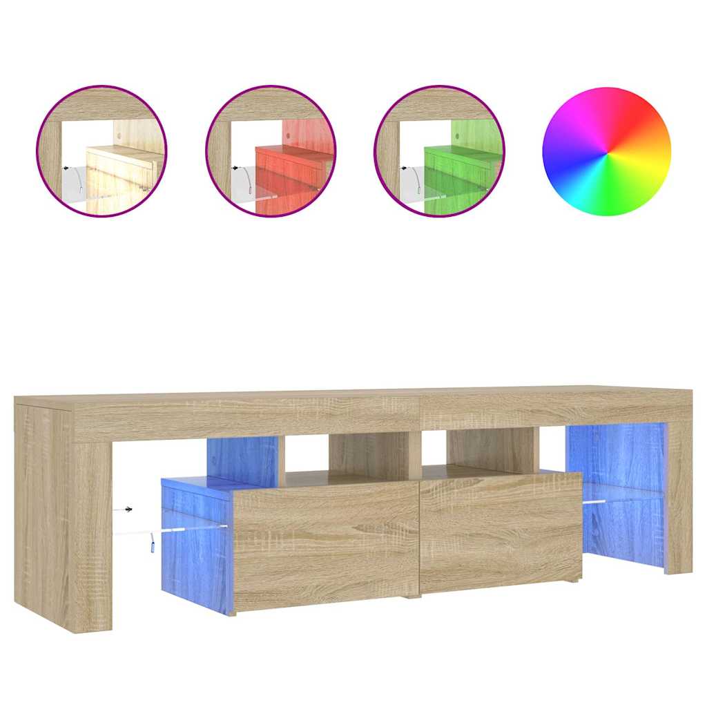 TV Cabinet with LED Lights Sonoma Oak 140x36.5x40 cm