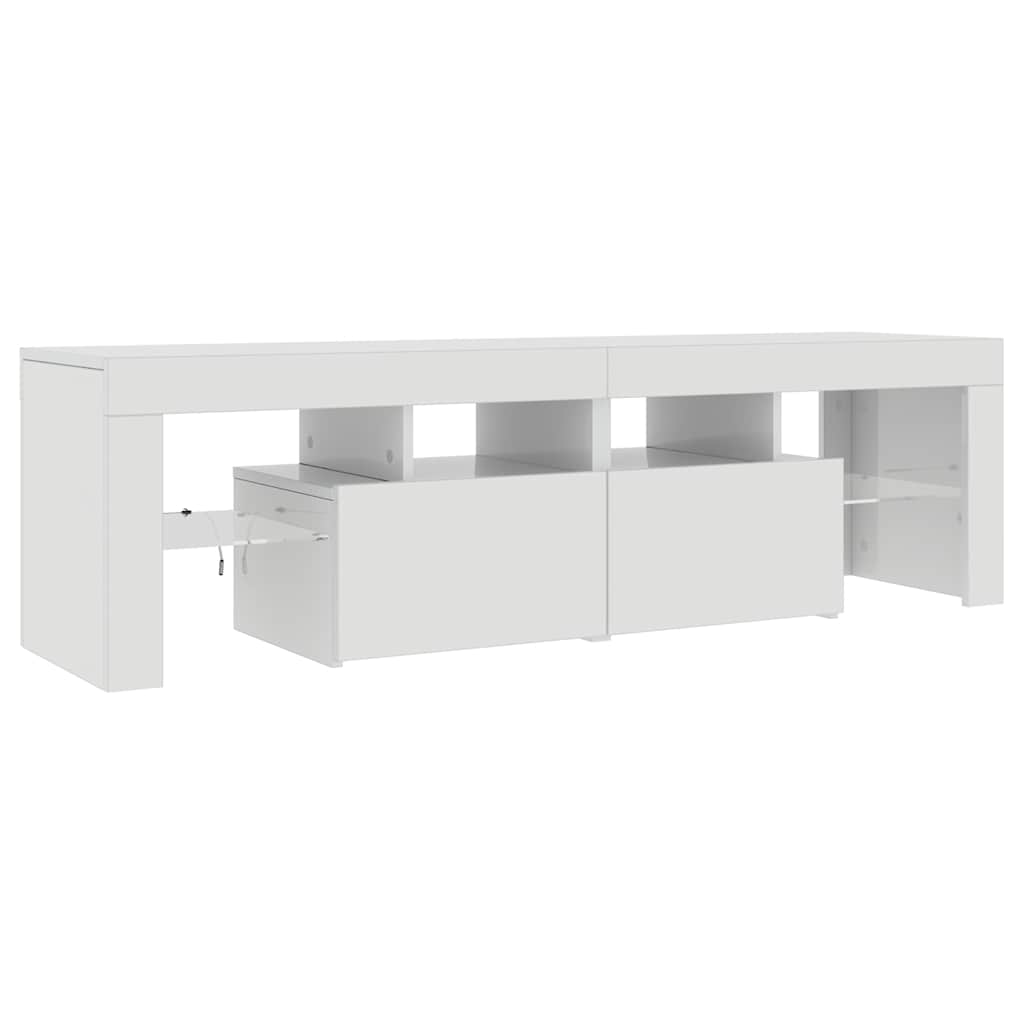 TV Cabinet with LED Lights High Gloss White 140x36.5x40 cm