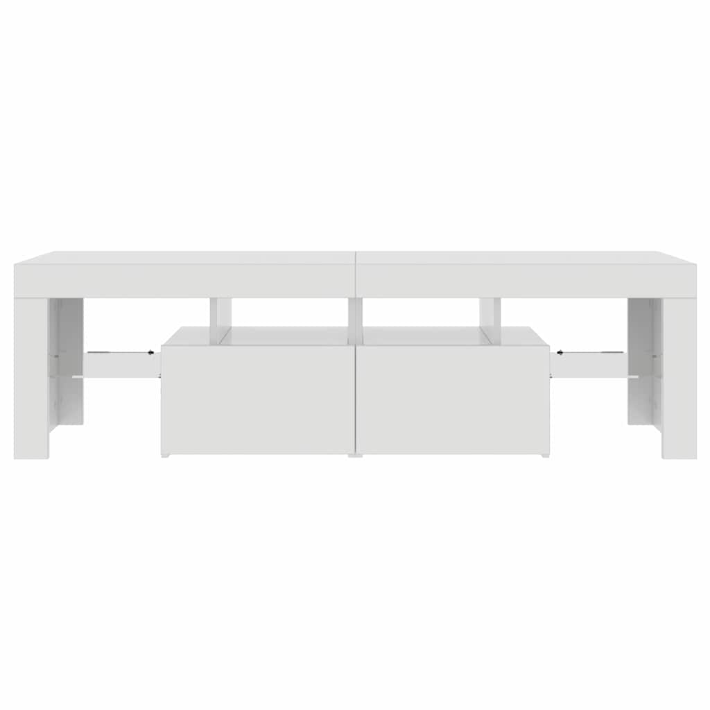TV Cabinet with LED Lights High Gloss White 140x36.5x40 cm