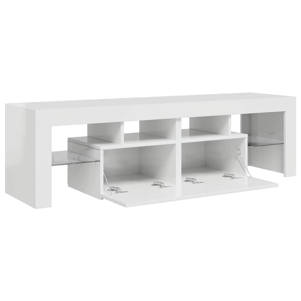 TV Cabinet with LED Lights High Gloss White 140x36.5x40 cm