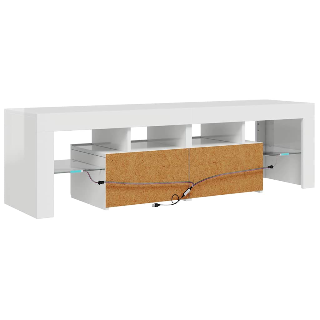 TV Cabinet with LED Lights High Gloss White 140x36.5x40 cm