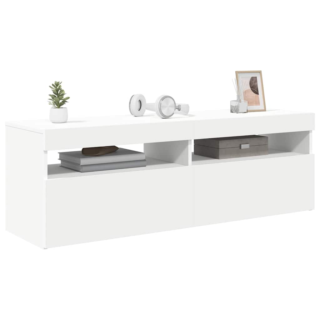 TV Cabinet with LED Lights White 120x35x40 cm