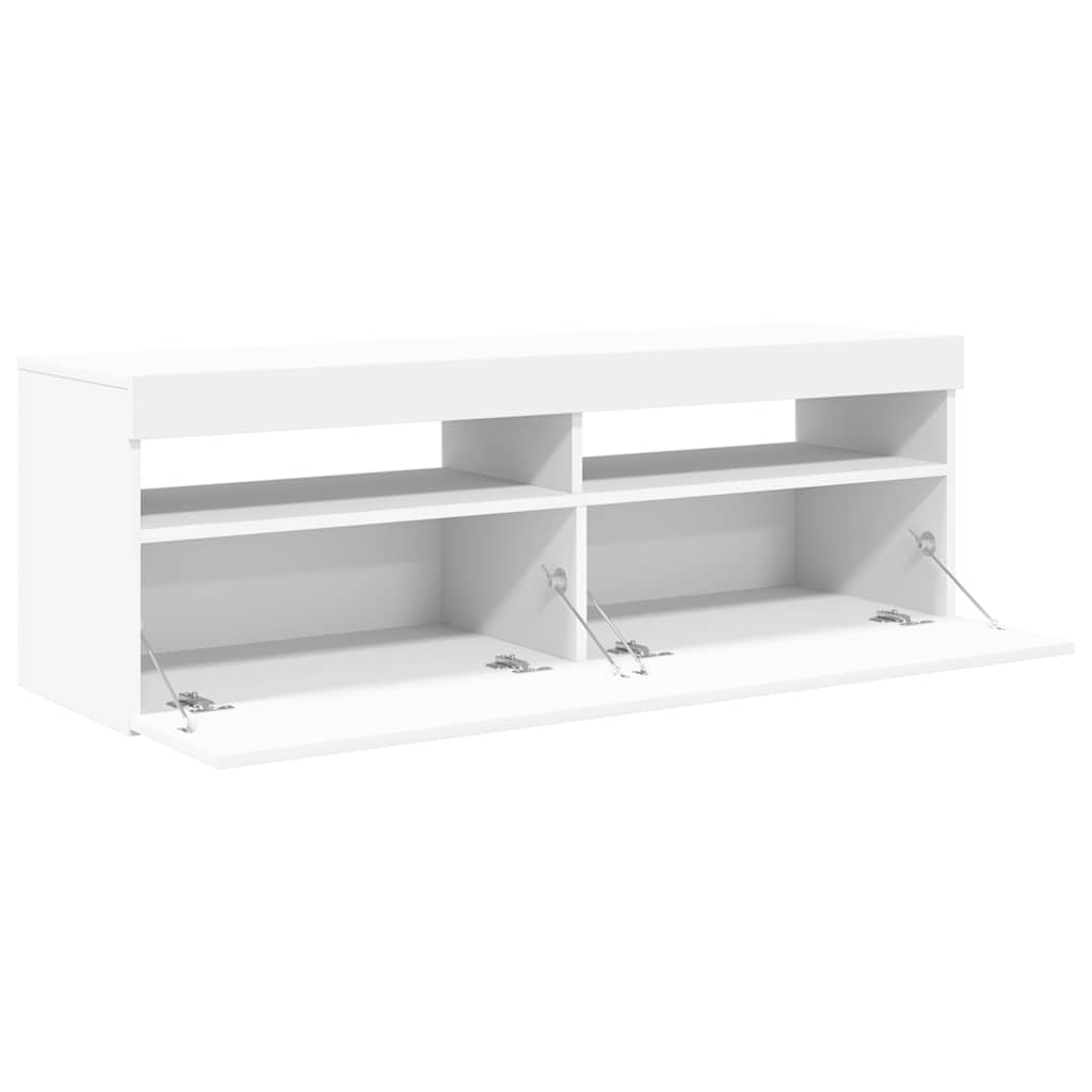 TV Cabinet with LED Lights White 120x35x40 cm