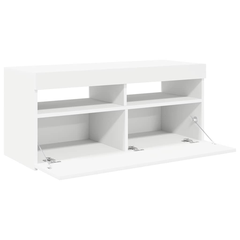 TV Cabinet with LED Lights White 90x35x40 cm