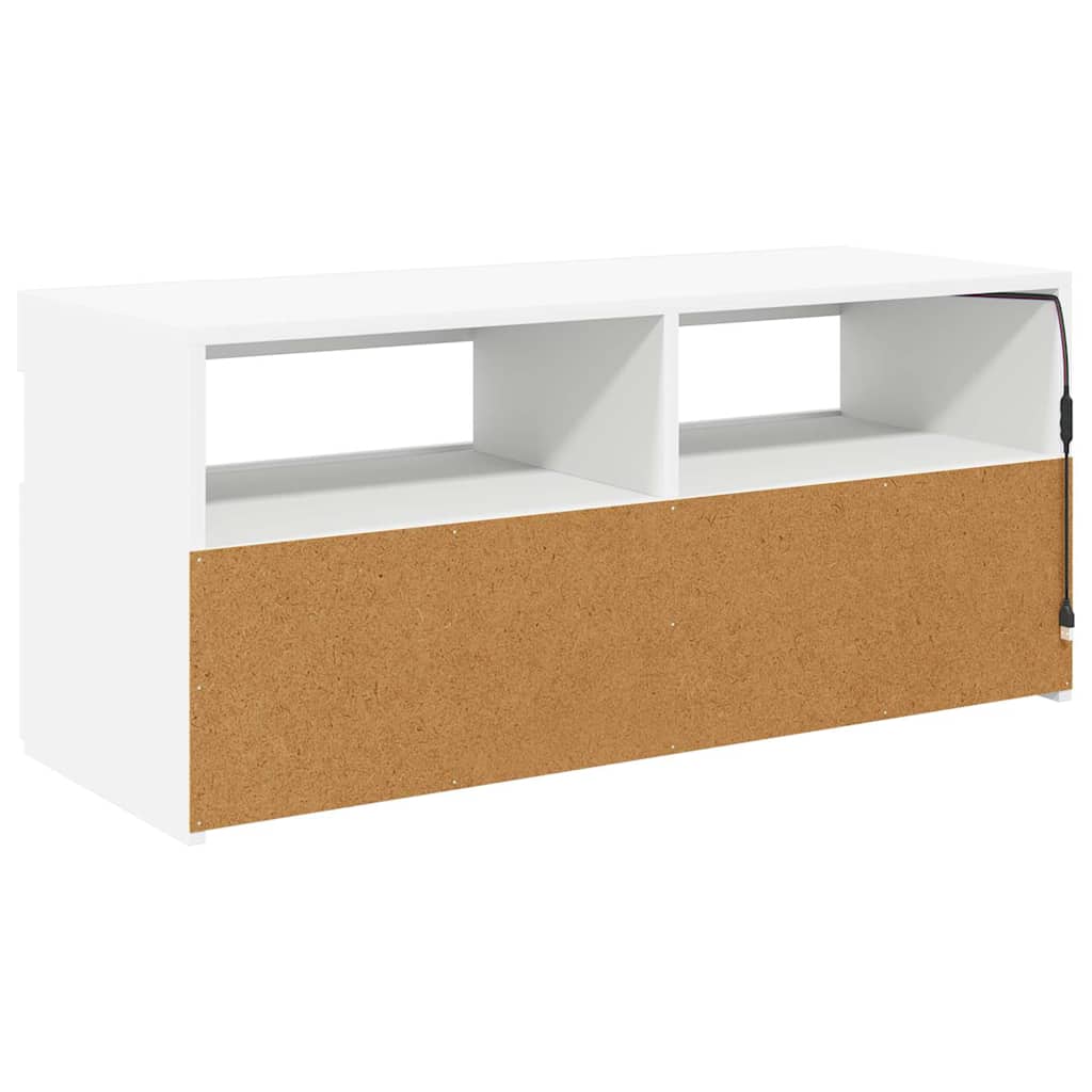 TV Cabinet with LED Lights White 90x35x40 cm