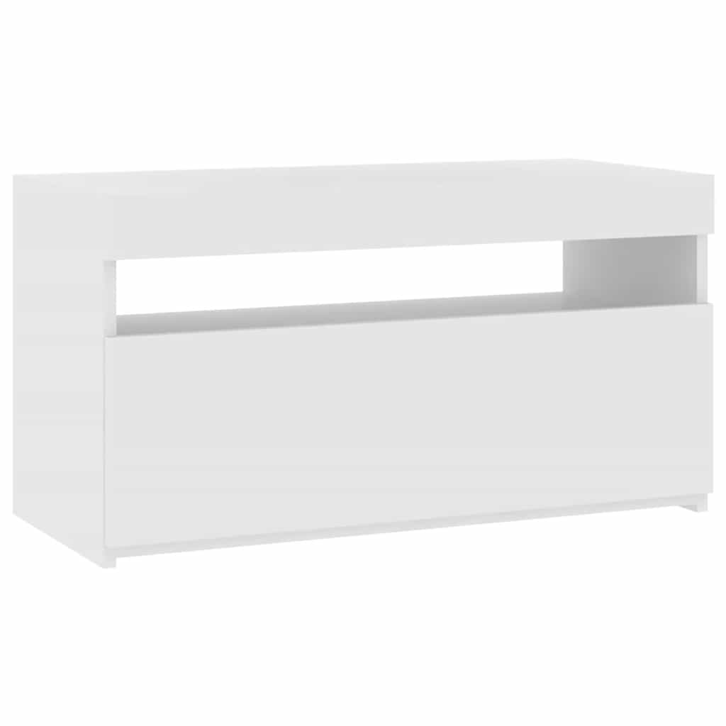 TV Cabinet with LED Lights White 75x35x40 cm