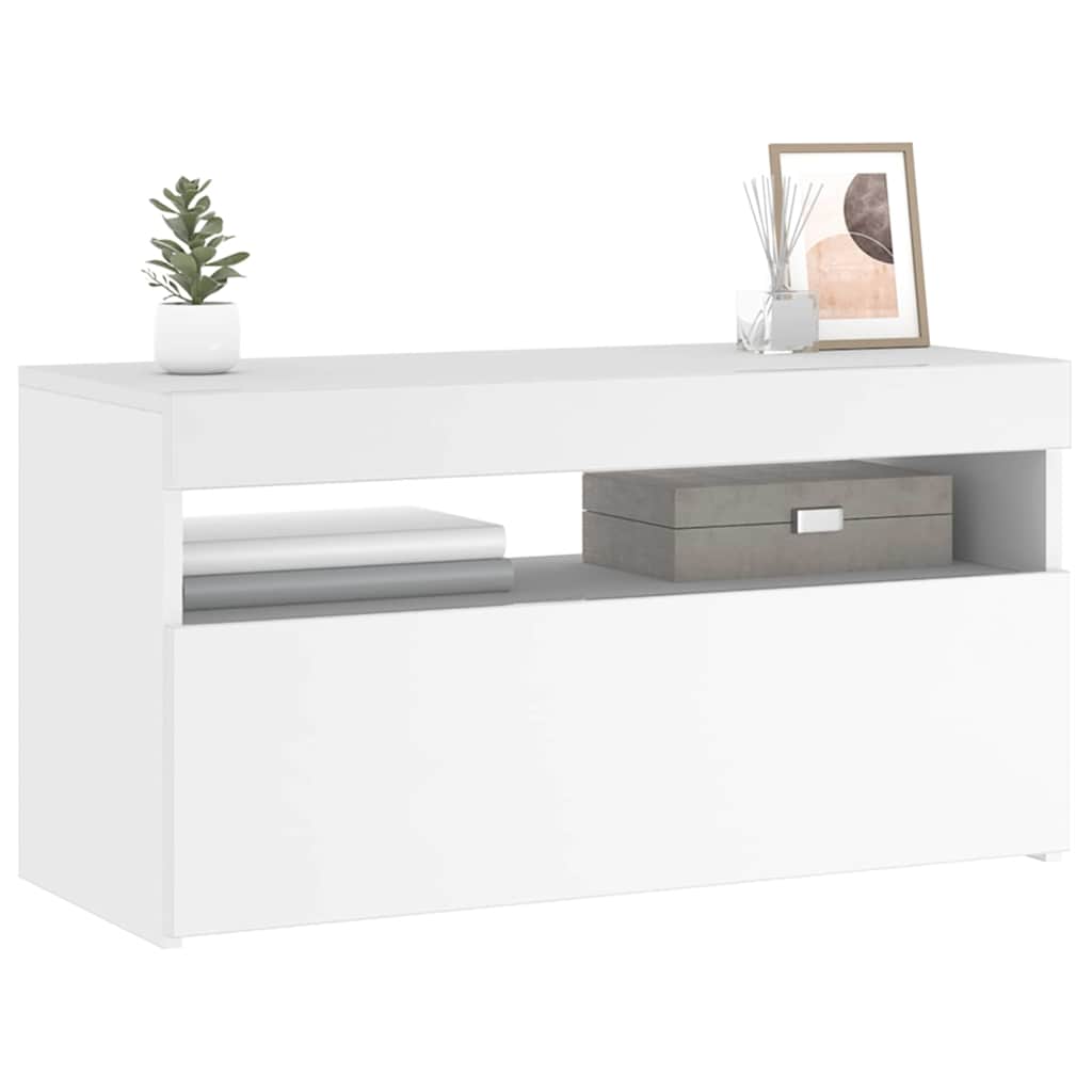 TV Cabinet with LED Lights White 75x35x40 cm