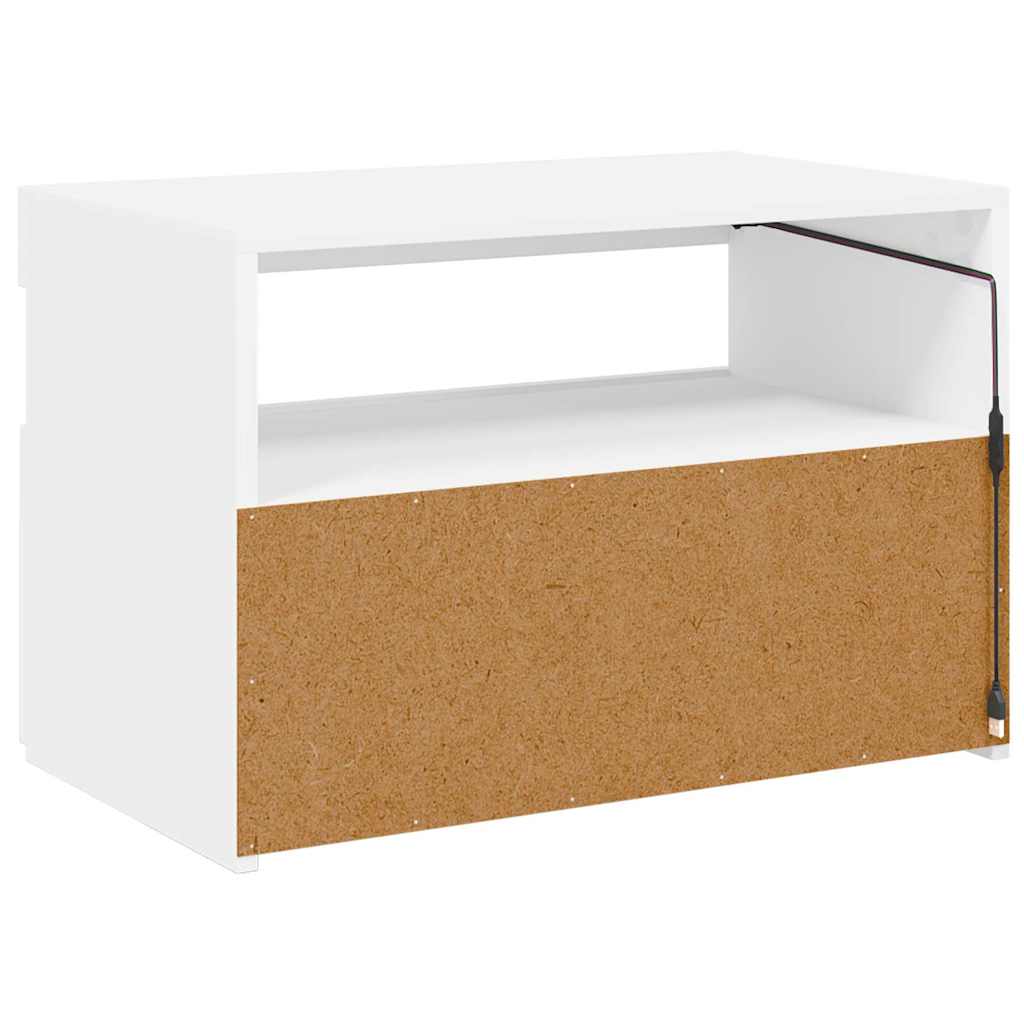 TV Cabinet with LED Lights White 60x35x40 cm