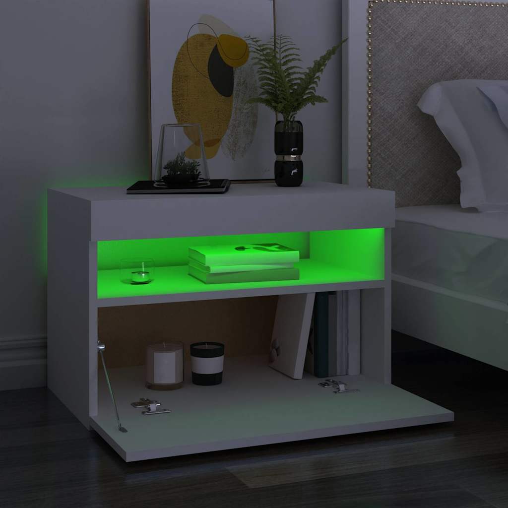 TV Cabinet with LED Lights White 60x35x40 cm