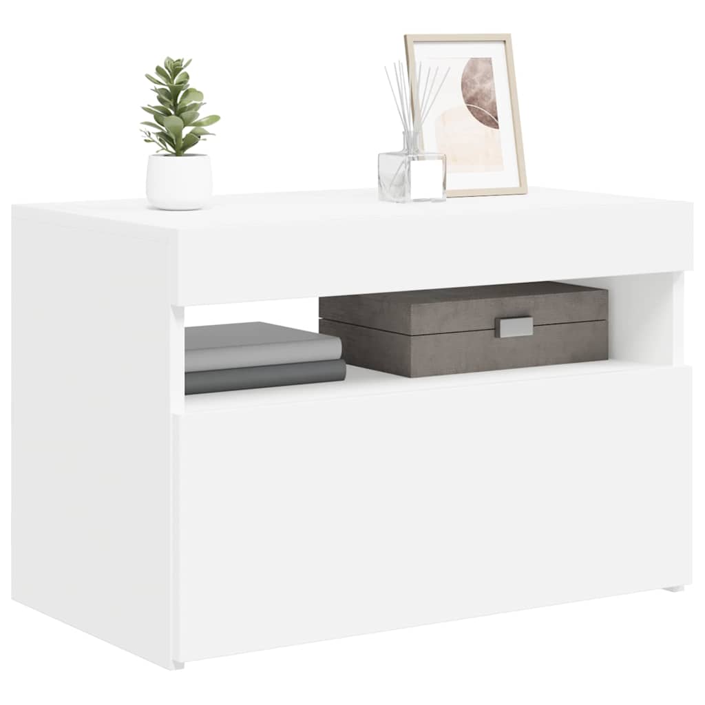 TV Cabinet with LED Lights White 60x35x40 cm