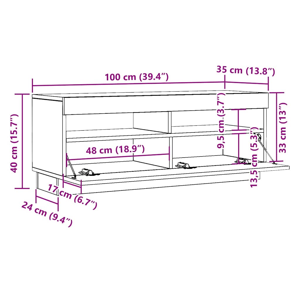 TV Cabinet White 100x35x40 cm Engineered Wood