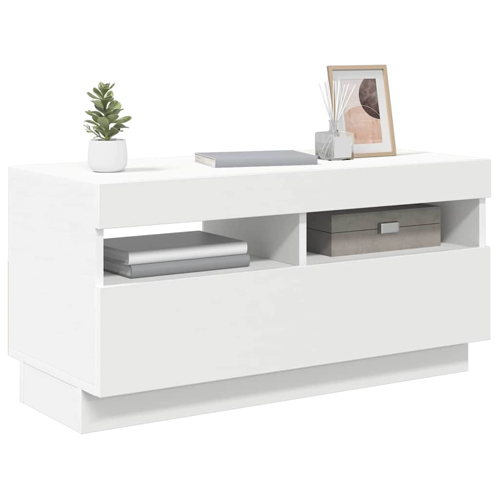 TV Cabinet with LED Lights White 80x35x40 cm