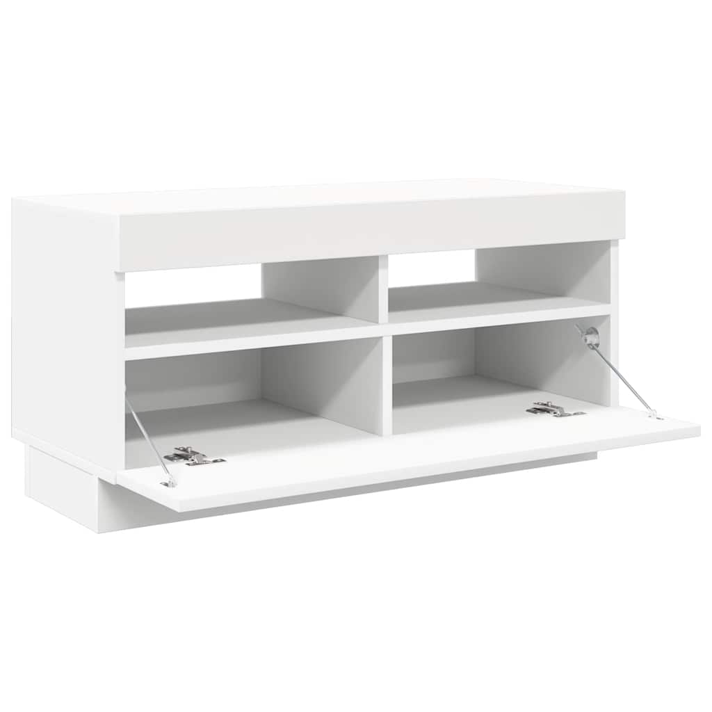 TV Cabinet with LED Lights White 80x35x40 cm