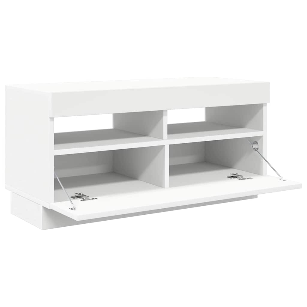 TV Cabinet with LED Lights White 80x35x40 cm