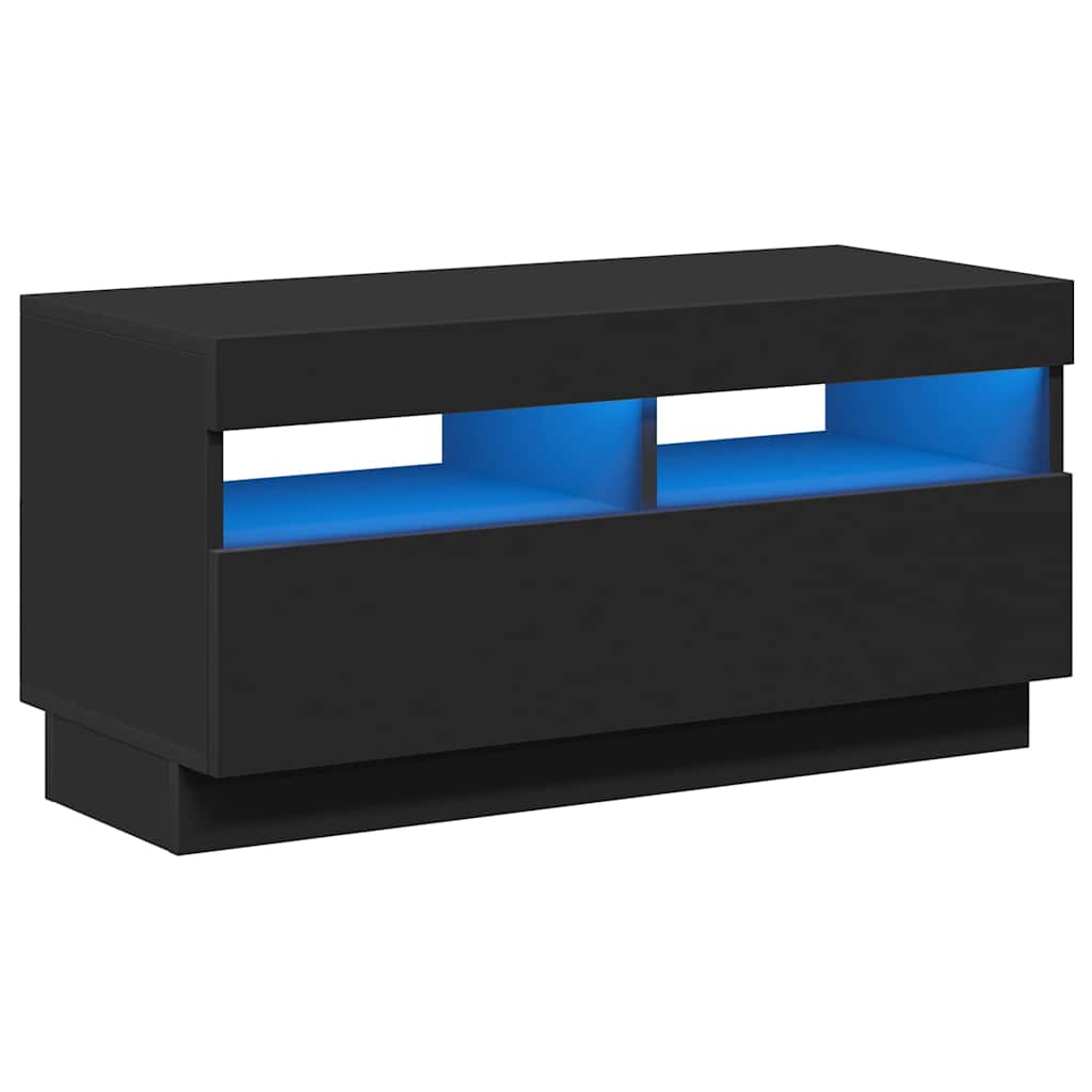 TV Cabinet with LED Lights Black 80x35x40 cm