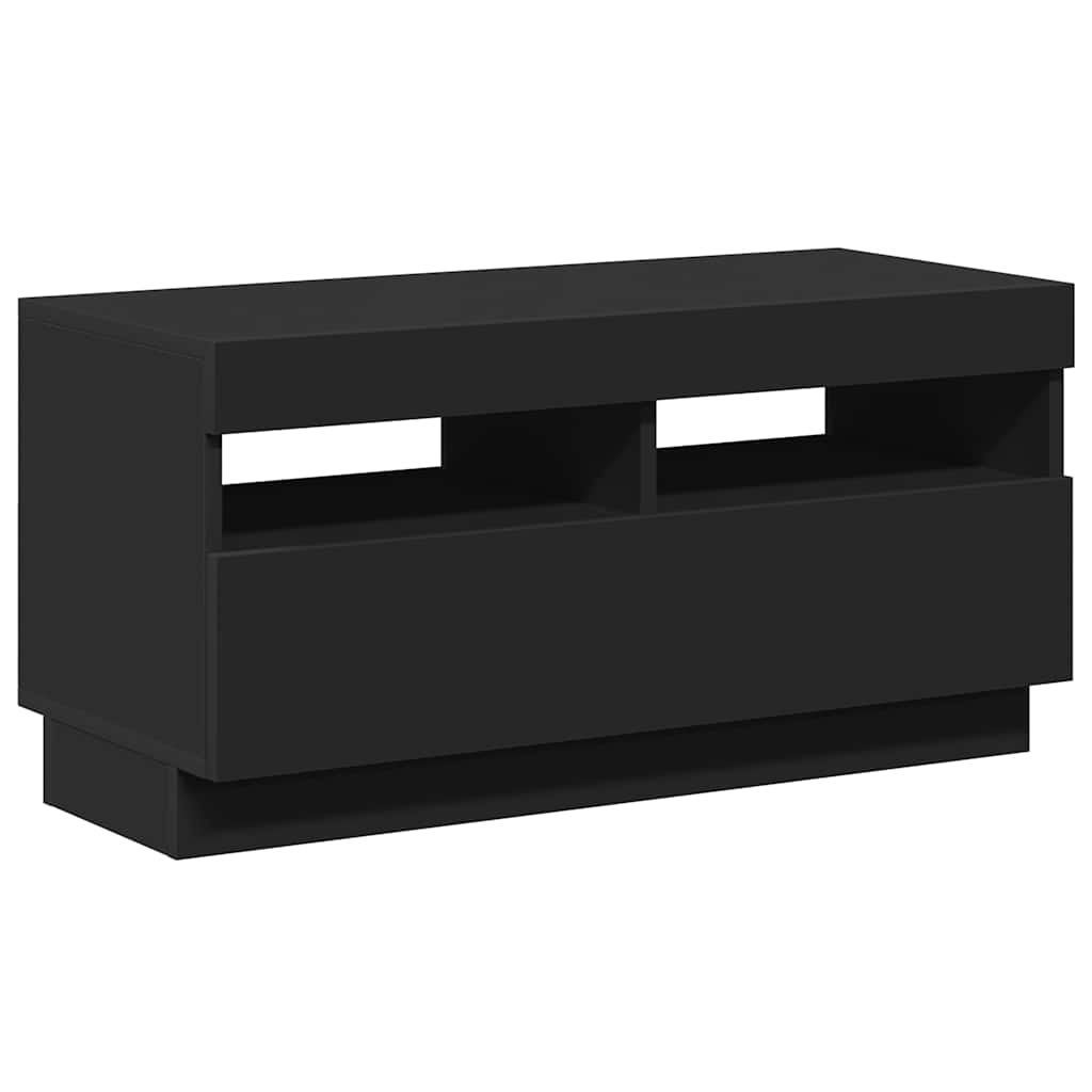 TV Cabinet with LED Lights Black 80x35x40 cm