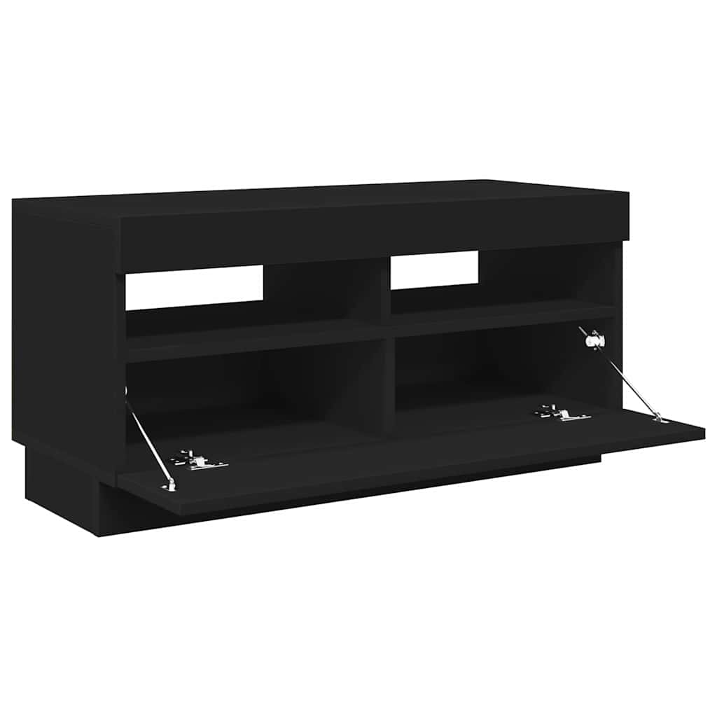 TV Cabinet with LED Lights Black 80x35x40 cm