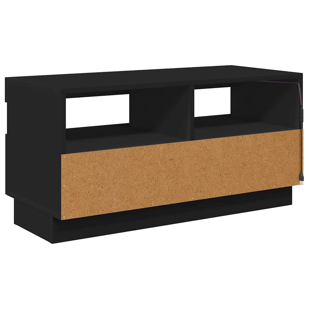 TV Cabinet with LED Lights Black 80x35x40 cm