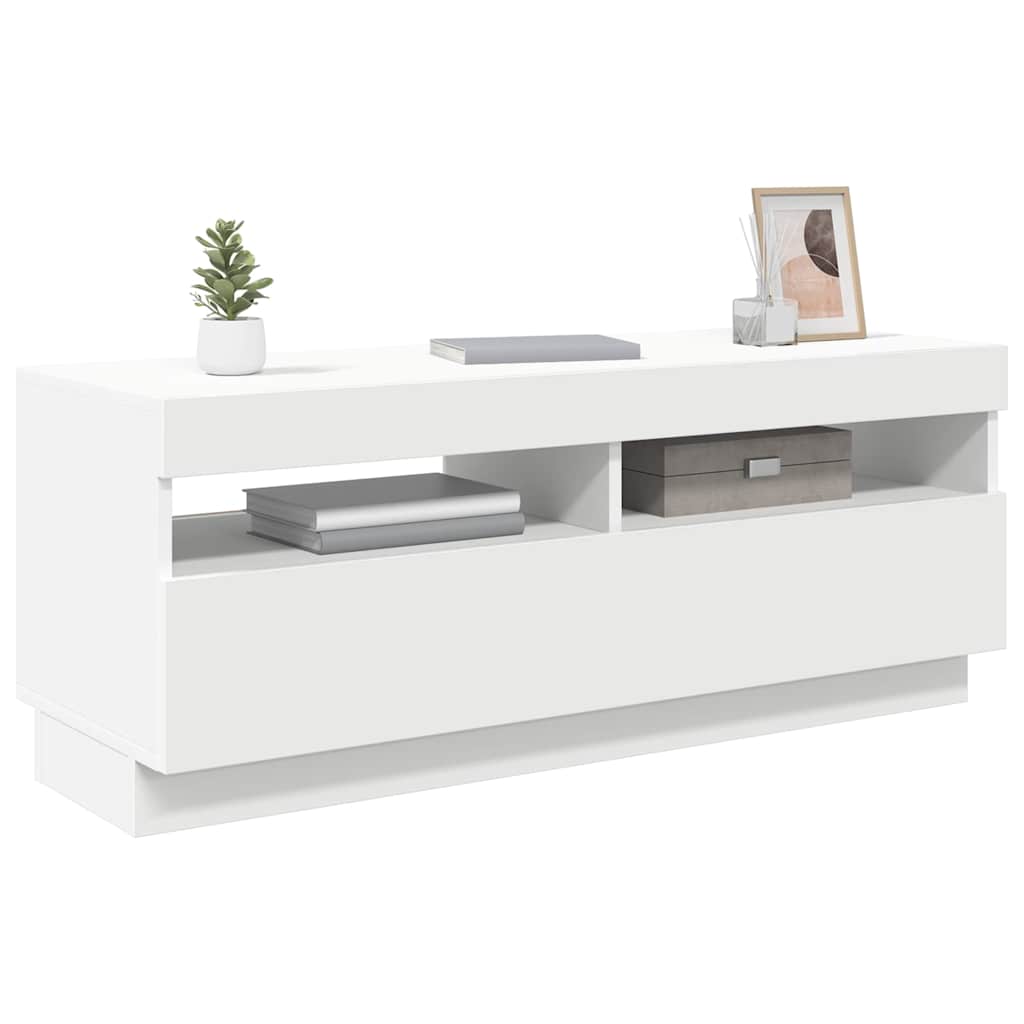TV Cabinet with LED Lights White 100x35x40 cm