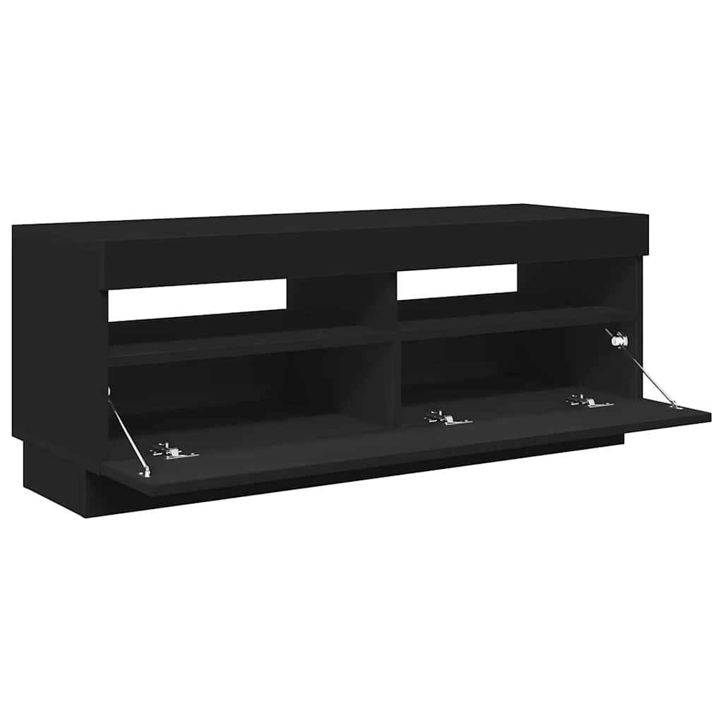 TV Cabinet with LED Lights Black 100x35x40 cm