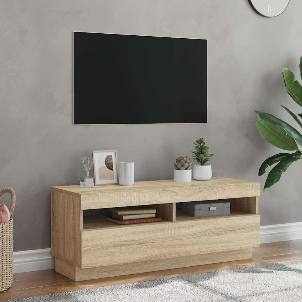 TV Cabinet with LED Lights Sonoma Oak 100x35x40 cm