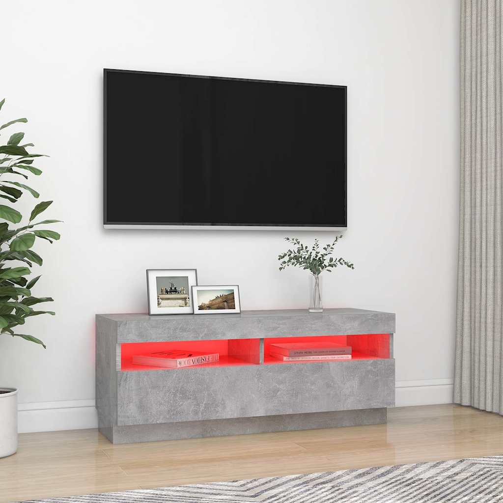 TV Cabinet with LED Lights Concrete Grey 100x35x40 cm