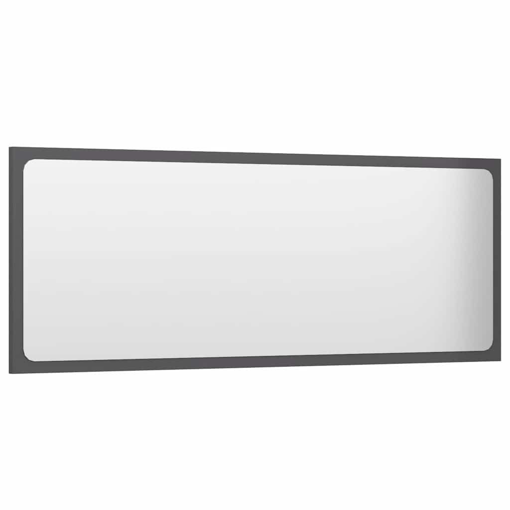 Bathroom Mirror High Gloss Grey 100x1.5x37 cm Engineered Wood