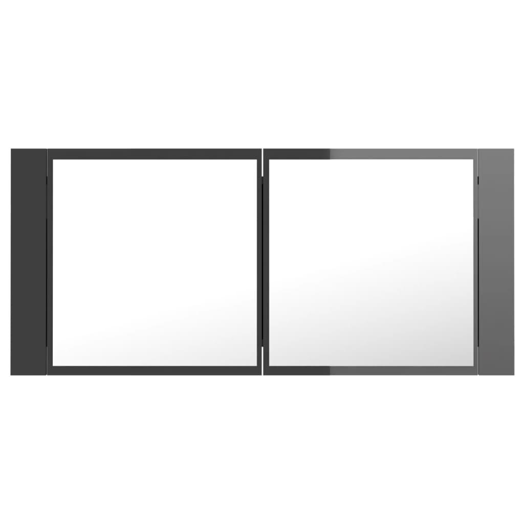 LED Bathroom Mirror Cabinet High Gloss Grey 100x12x45 cm Acrylic