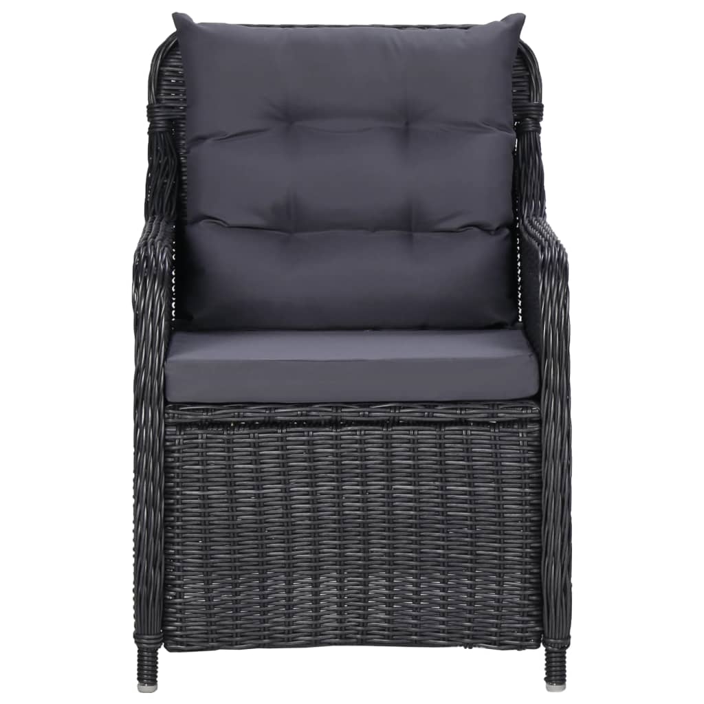 7 Piece Garden Dining Set Poly Rattan Black