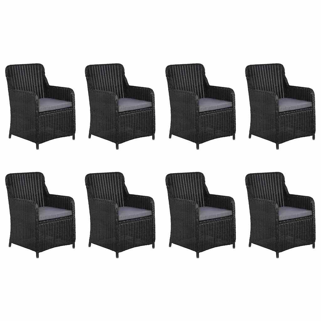 11 Piece Garden Dining Set Poly Rattan Black