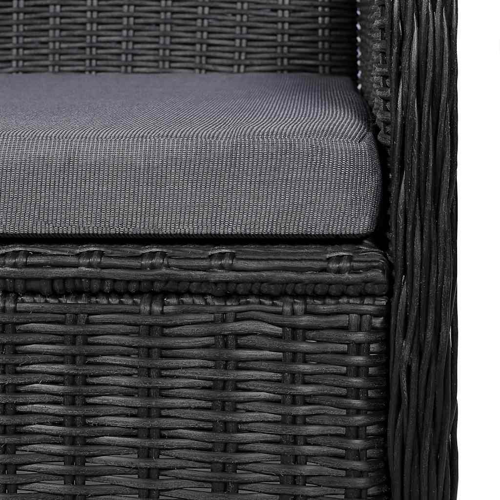 11 Piece Garden Dining Set Poly Rattan Black