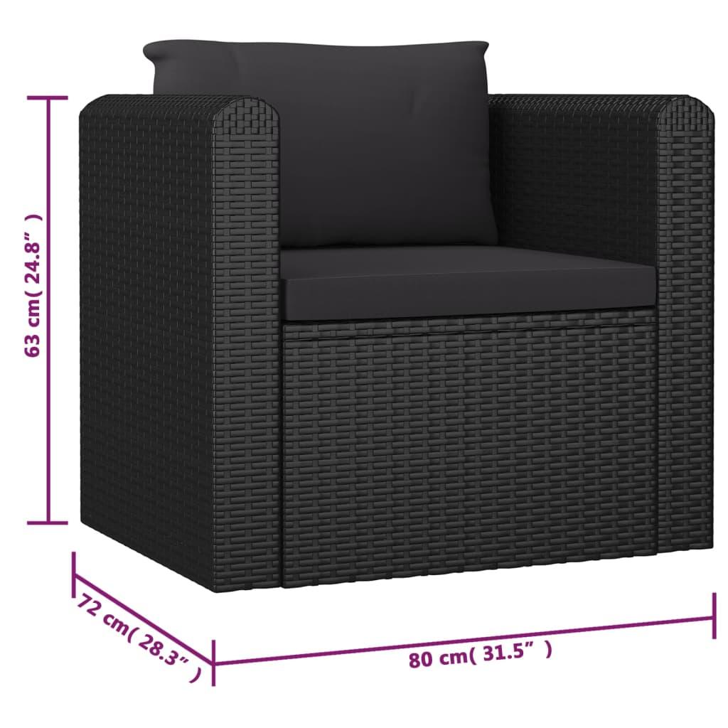 10 Piece Garden Lounge Set with Cushions Poly Rattan Black