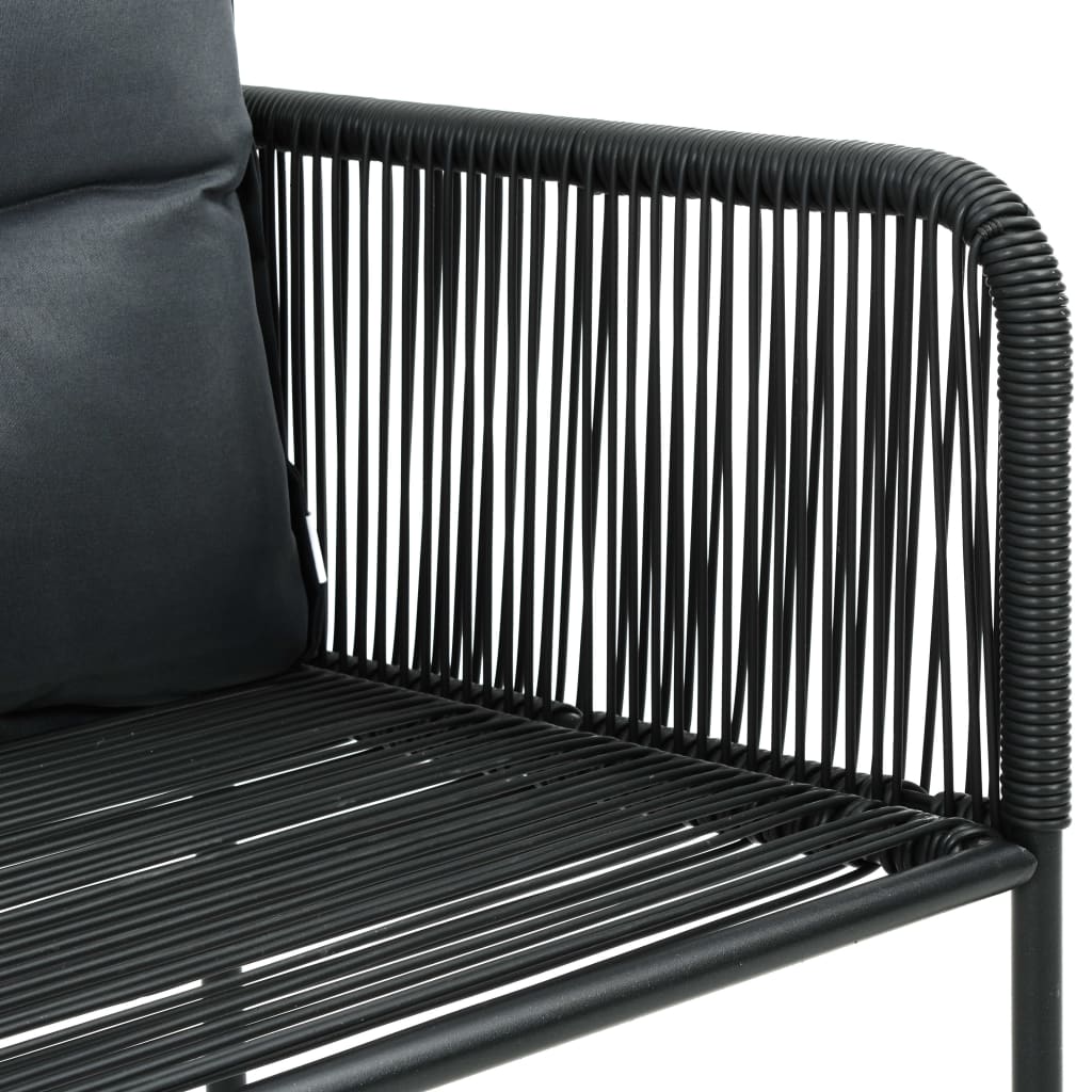 3 Piece Garden Dining Set PVC Rattan Black