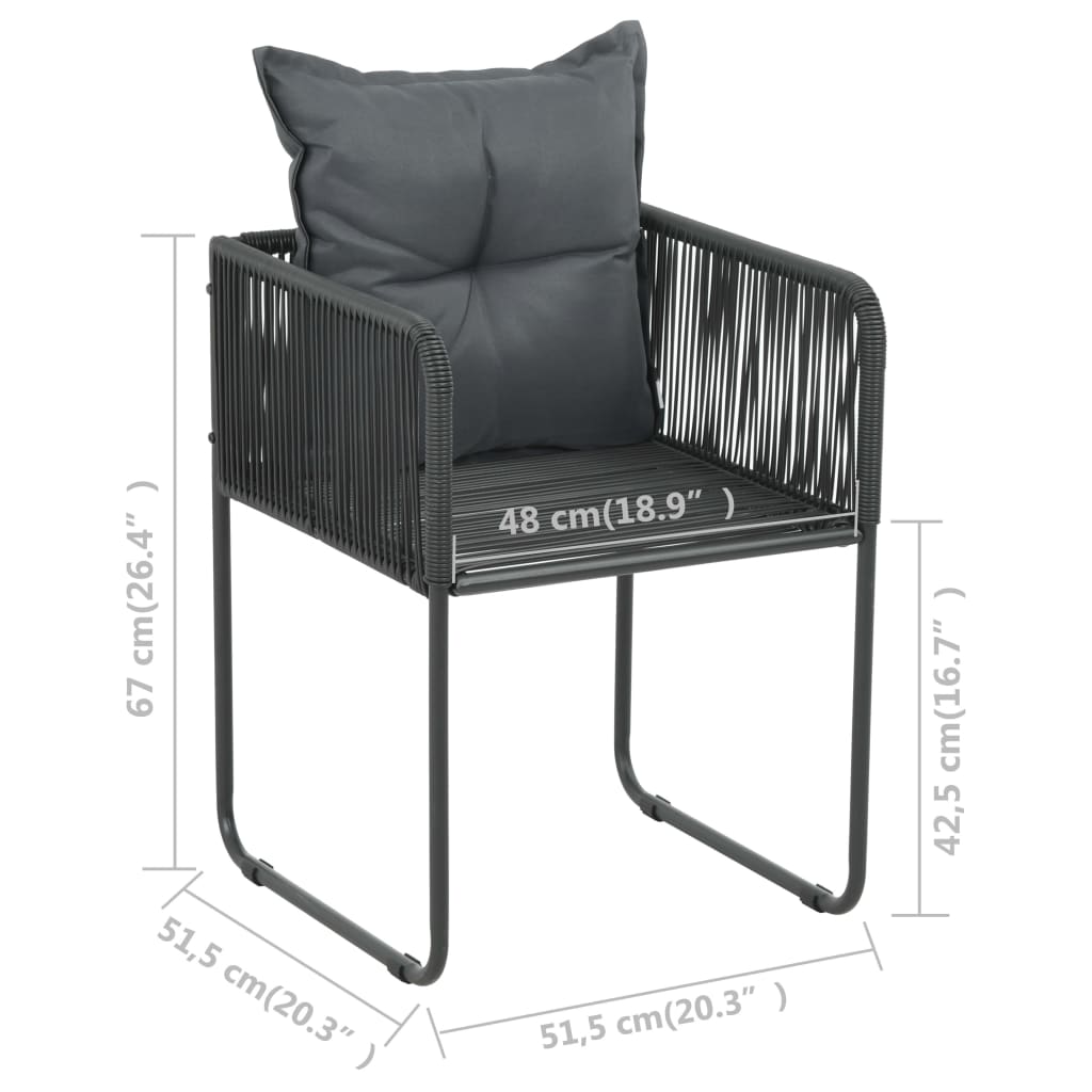 3 Piece Garden Dining Set PVC Rattan Black