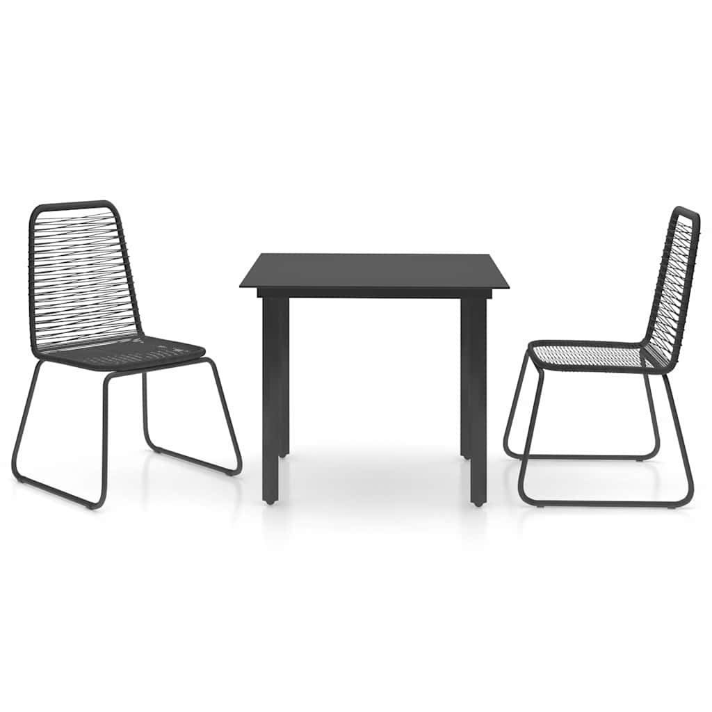 3 Piece Garden Dining Set PVC Rattan Black