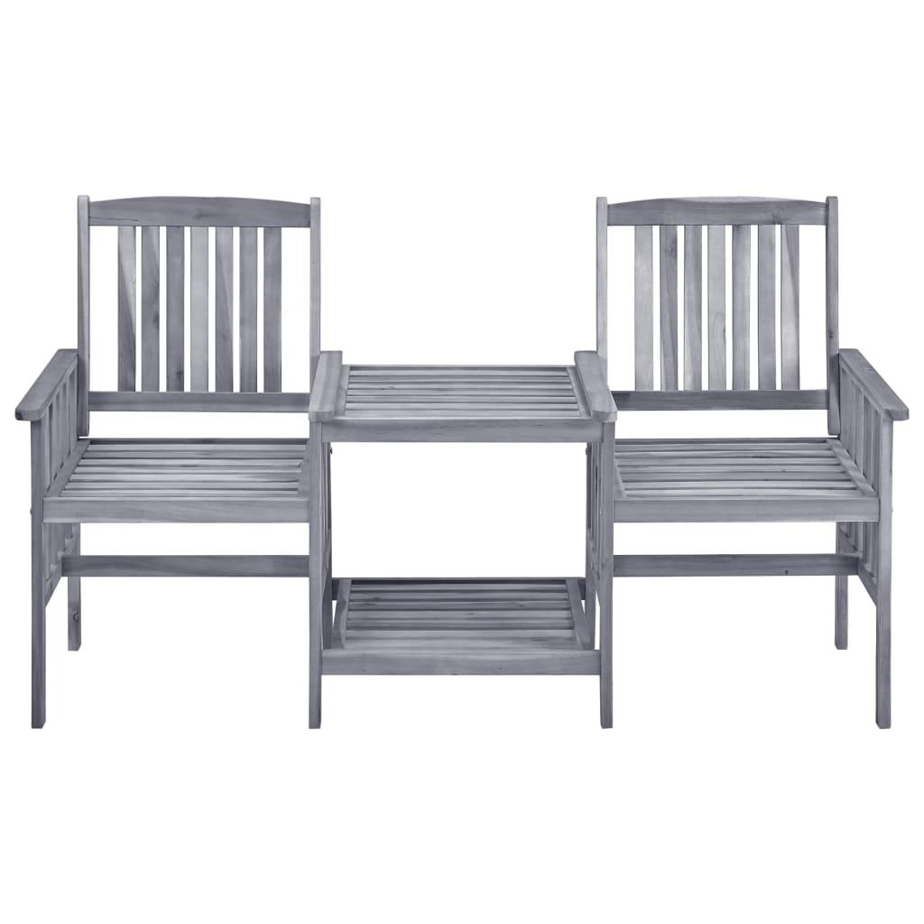 Garden Chairs with Tea Table and Cushions Solid Acacia Wood