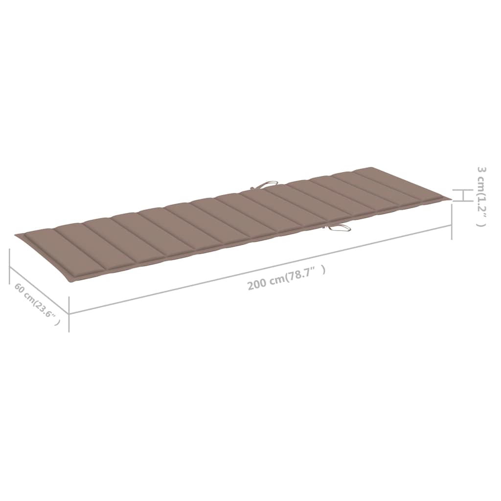 Garden Sun Lounger with Table and Cushion Solid Acacia Wood